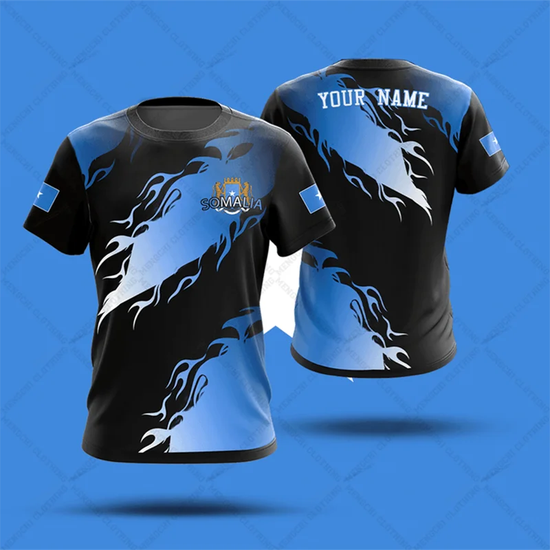 Customized Summer Casual Somalia Leopard Graphic T-shirts Men's Fashion E-Sports Jersey Short Sleeve Tops Fast Dry Streetwear
