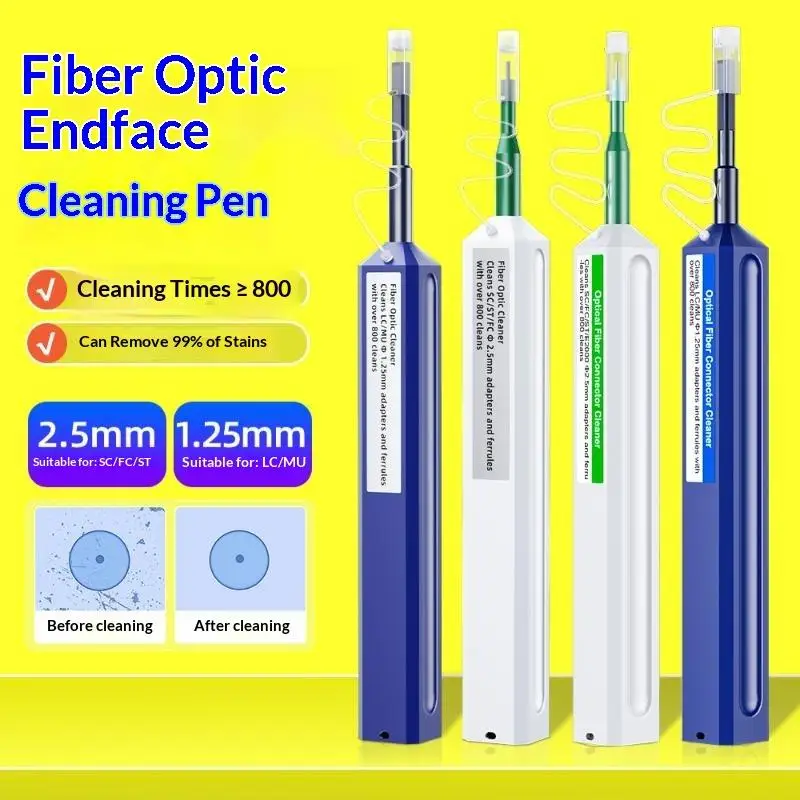Fiber Optic Cleaning Pen 2.5mm 1.25mm One Click Clean Compatible With FC ST LC MU Optical Connector Optical Network Maintenance