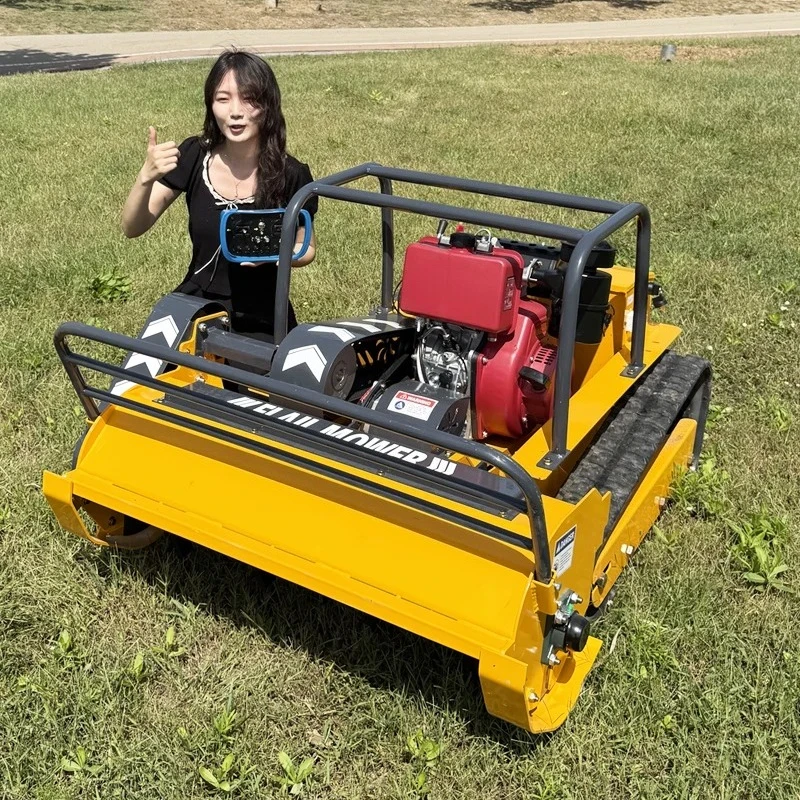 800mm 1000mm 1200mm RC Home Robotic Diesel Power Crawler Lawn Mower for Grass Cutting Customized Farm Flail Lawn Mower