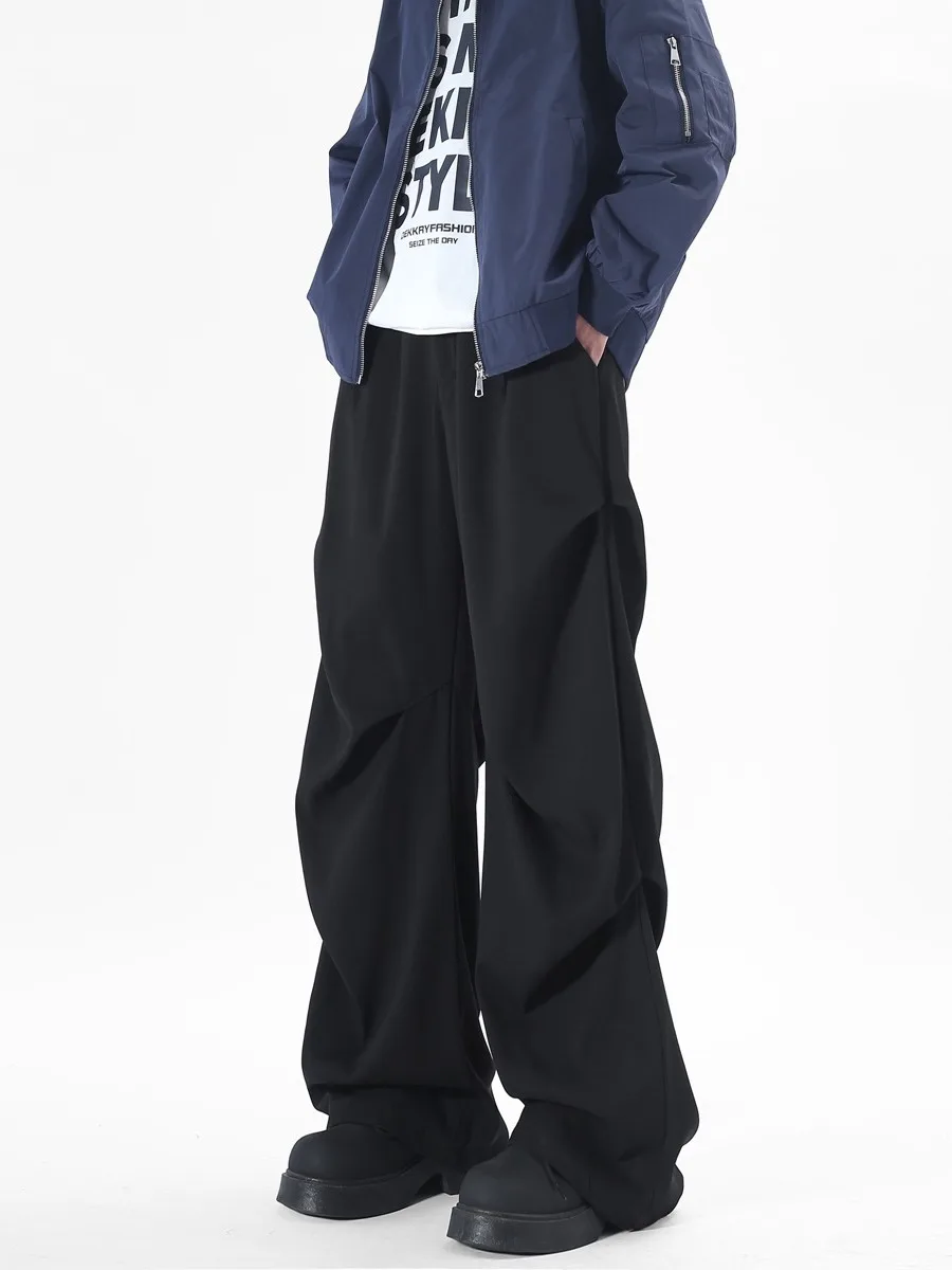 

New 2026 Men's Casual Trousers Drapey Loose Straight Leg Design Sensation Flared Casual Pants Youth Popular Polyester Fiber