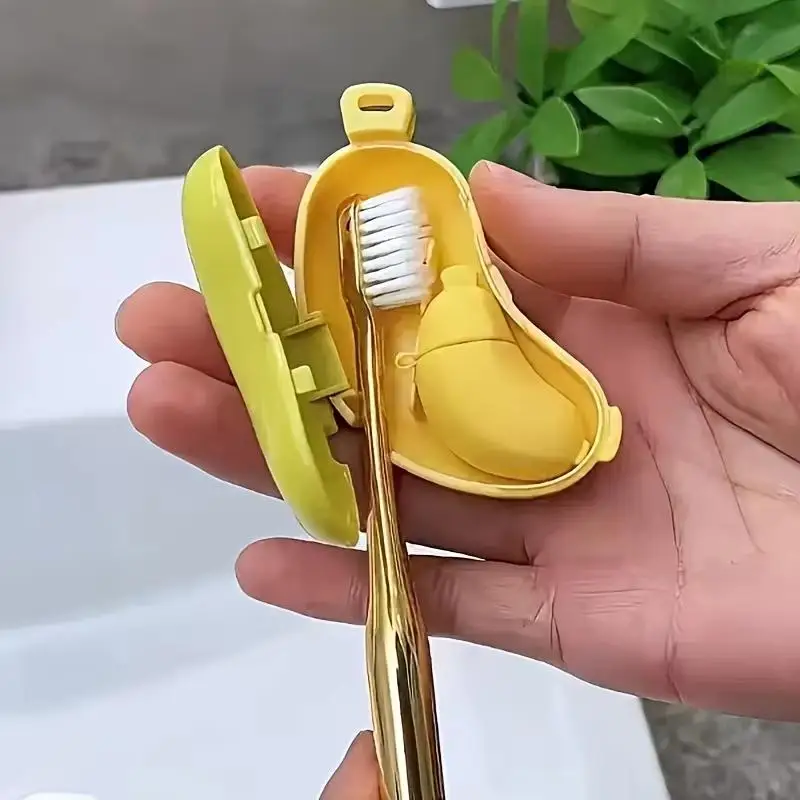 1 Set Dust Proof Bristle Protector Banana Portable Toothbrush Travel Case Compact Bacteria Resistant Storage