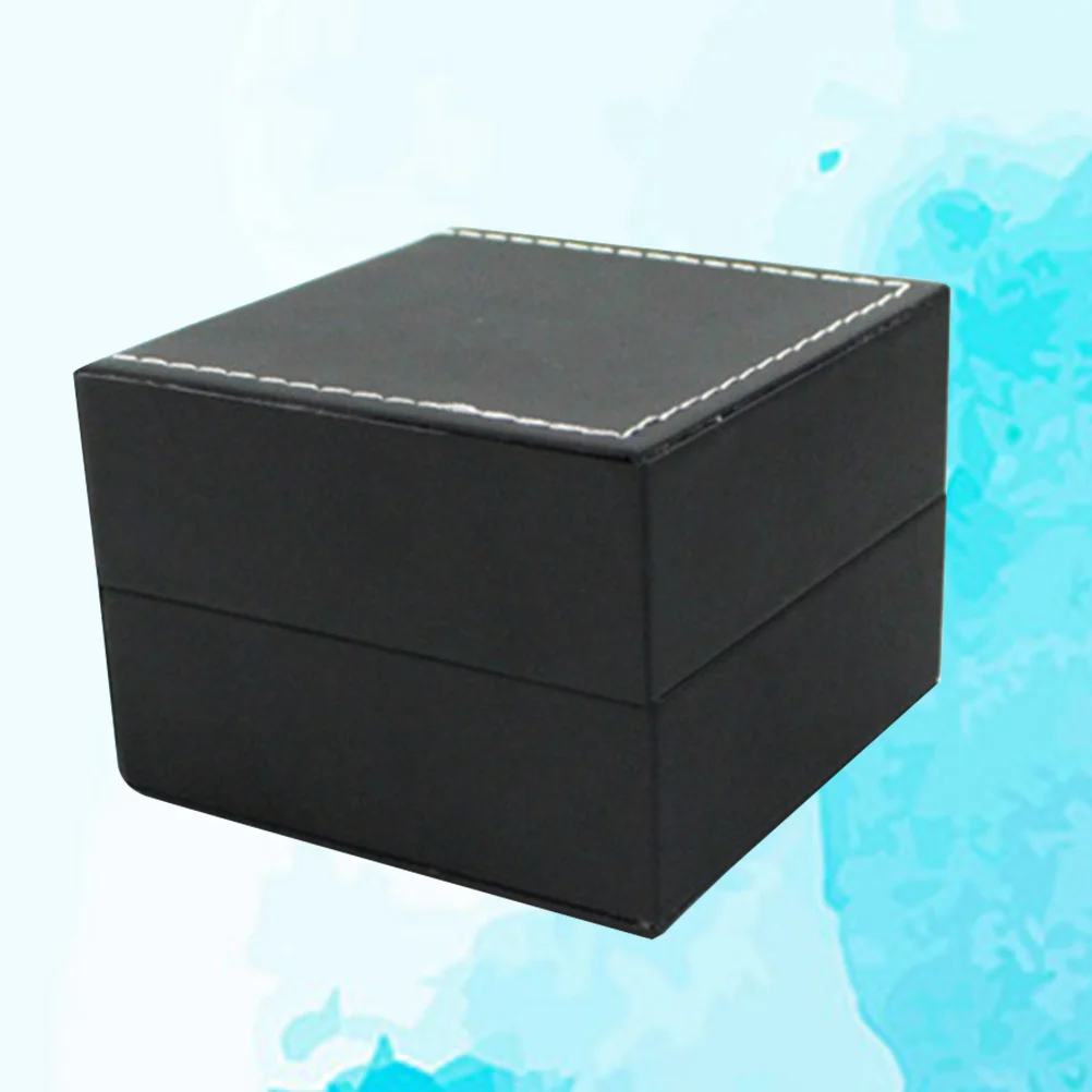 

Luxury Watch Box 9.5X9.5X6.5Cm Black Pu Display Storage Case For Men Jewelry Bracelet Holder Gift Removable Pillow Soft