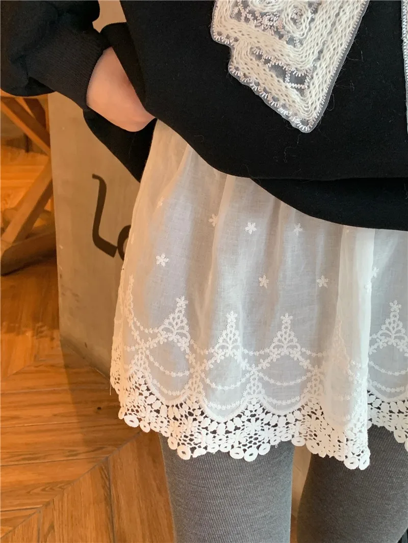 Plus size Spring Design Embroidered Lace Half Skirt Women's Inner Wear A-Line Short Skirt High Waist Half-length Fart Curtain