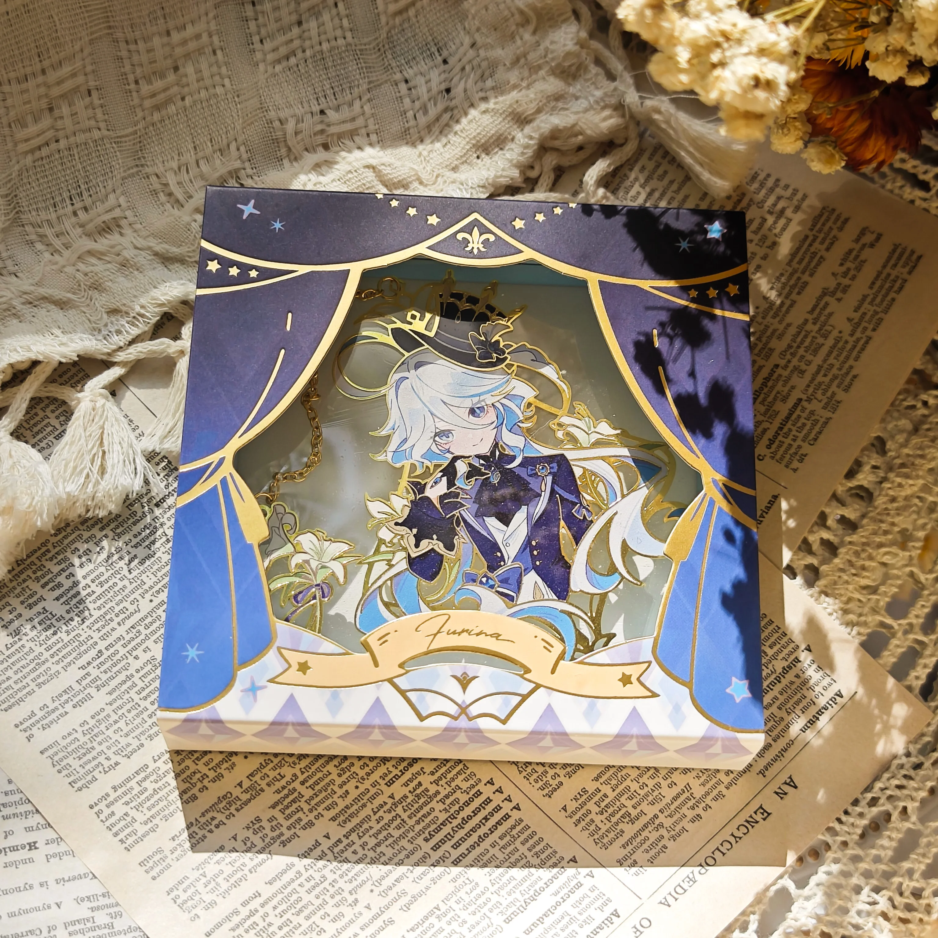 Game Genshin Impact Furina Metal bookmark keychain Bag Badge Pendant Focalors Furina de Fontaine Halloween Carnival Party Gifts