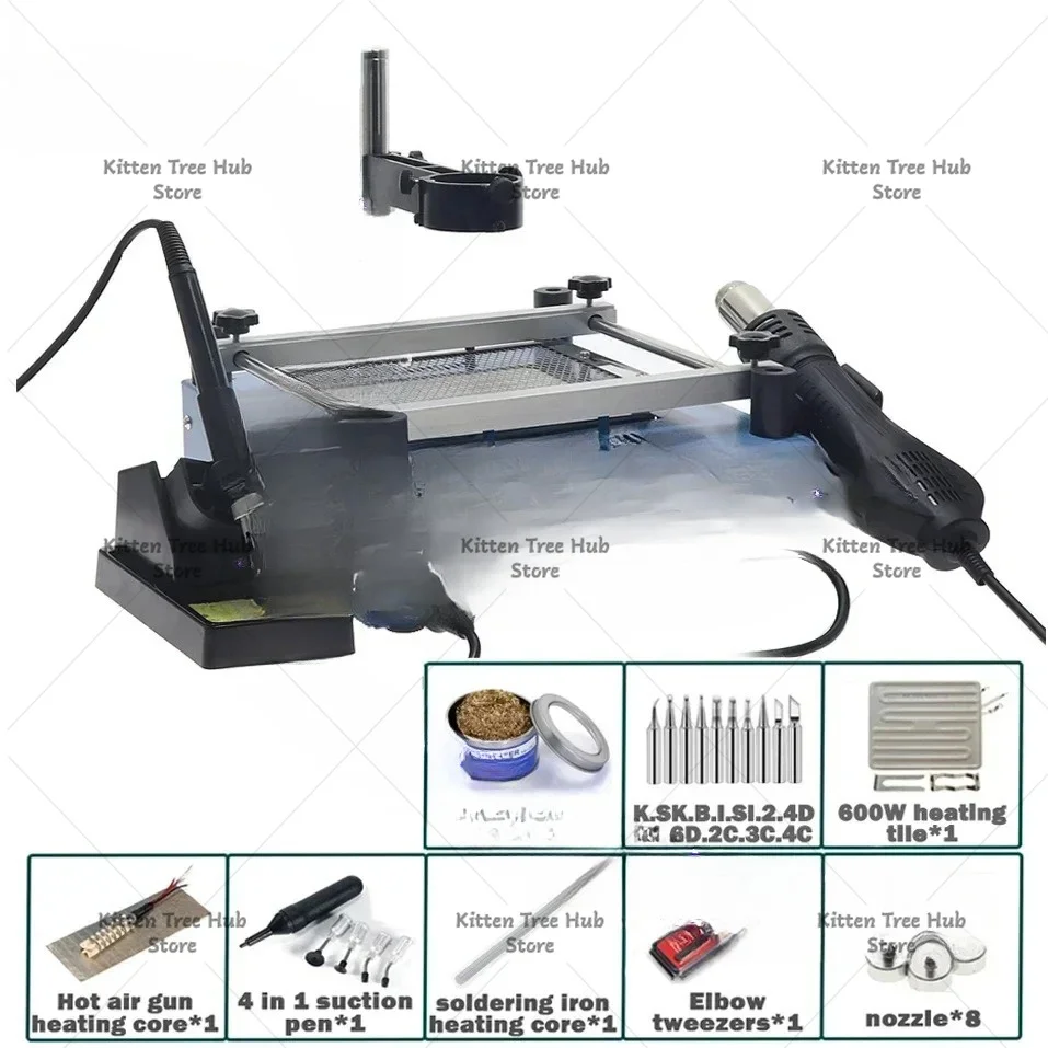 3 in 1 Rework Station Pcb Forewarmer Soldering Iron Heat Gun Soldering Station Mobile Phone Repair Tool