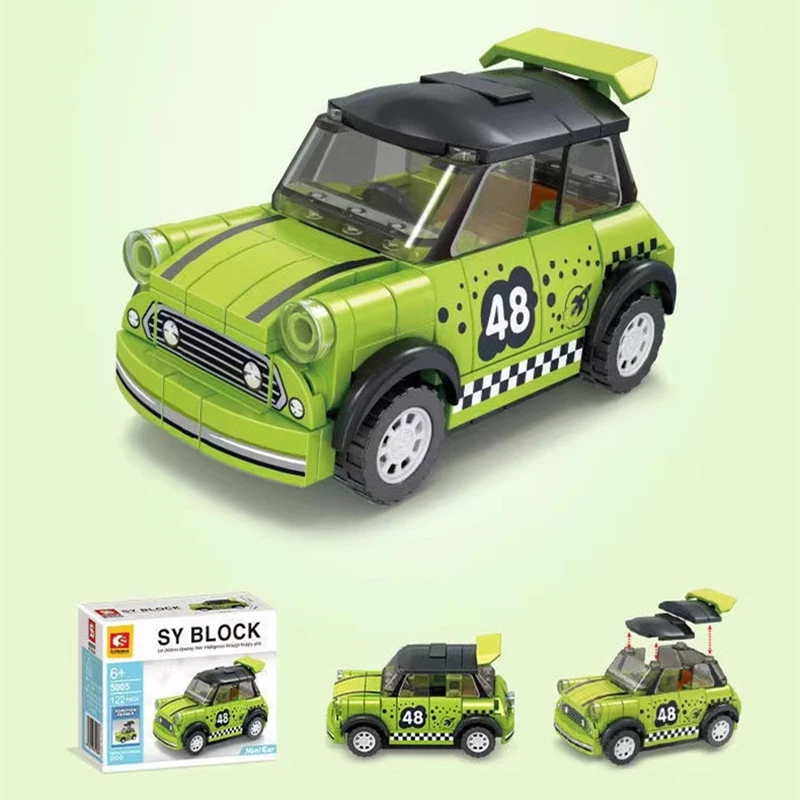 SEMBO retro classic car building blocks assembled children's toys mini  model cool birthday gift kawaii figure ornaments