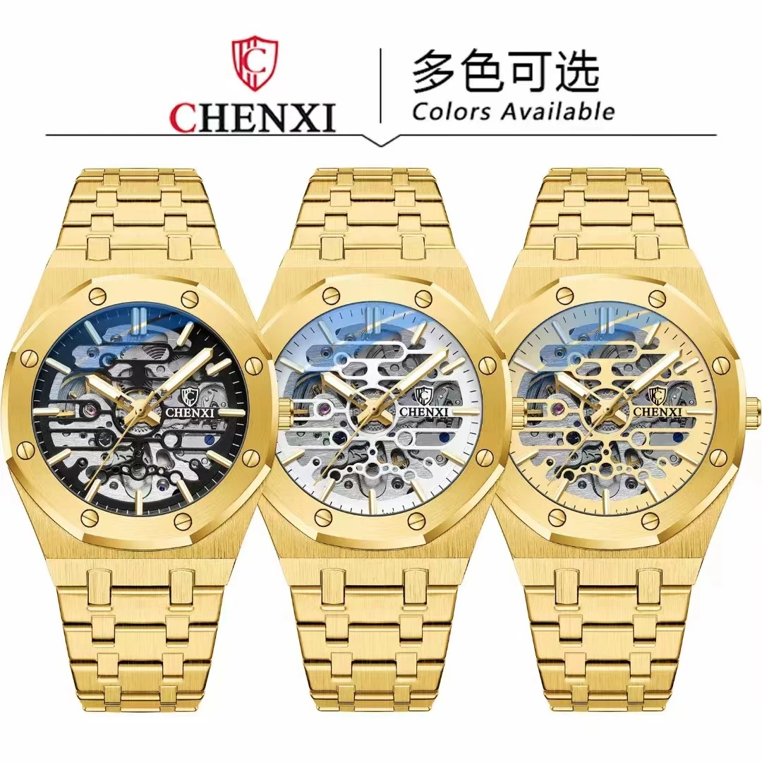 Luxury Golden Automatic Watch Men Stainless Steel Waterproof Mechanical Watch for Men Top Brand Busienss Casual Wristwatch