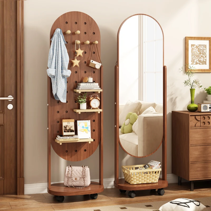 

Hole plate full-length mirror rotating full-length mirror floor mirror household bedroom hanging clothes movable integrated