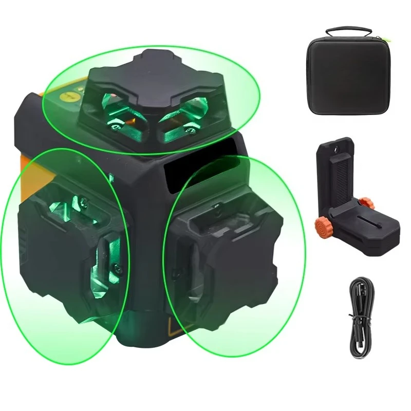 12 Line 1 Level 3X360 Degree Self Leveling Green Cross Line Horizontal Vertical NK-3D