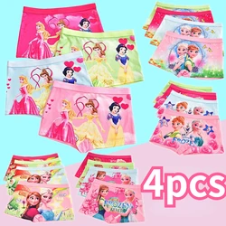 4Pcs Disney Anna Elsa Princess Girls Kids Panties Cartoon Cute Pink Teen Underwear Summer Modal Shorts Kids Boxers Baby Clothing