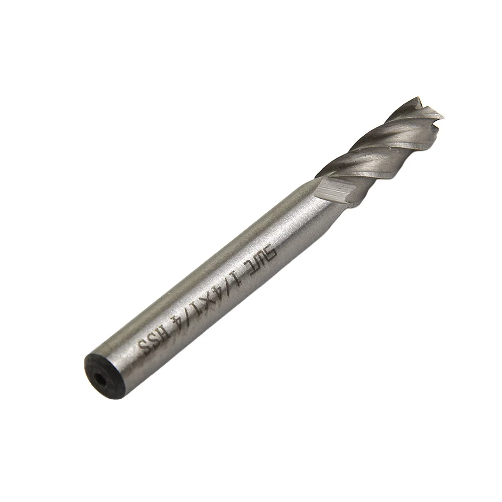 

4 Flute Milling Cutter Machine Straight Shank Bit 1/4*1/4\\\" 20mm Spiral Drill 5pcs HSS CNC Set Practical Useful