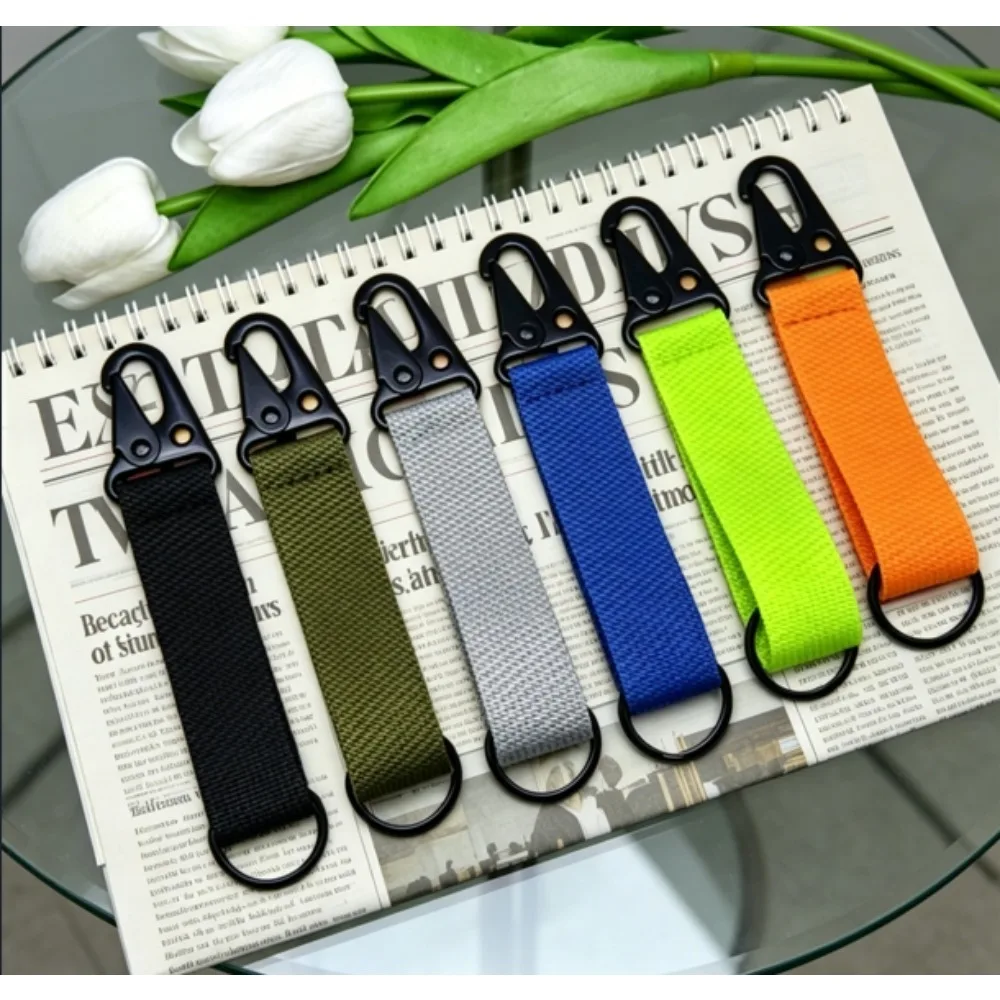 Outdoor Multi Functional Climbing Keychain Beltluggage Keyring Military Fan Nylon Woven Tactical Eagle Beak Hook Buckle Custom