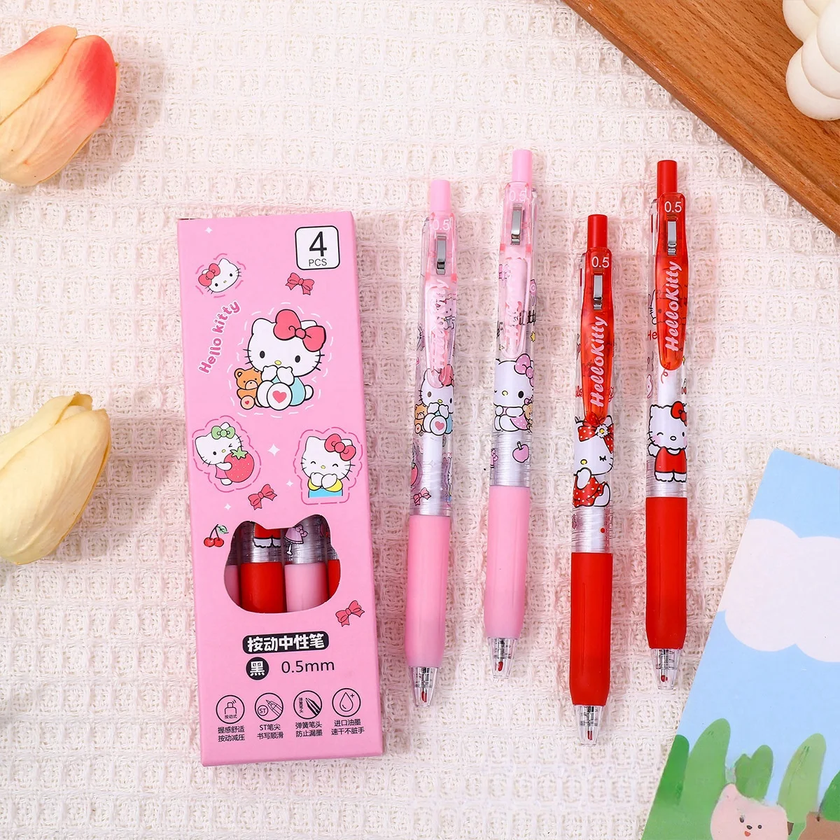 8 Pcs Chiikawa Gel Pen Kt Labubu Usagi Hachiware 0.5 Black Quick-Drying Press Office Work School Student Kawaii Stationery Gift