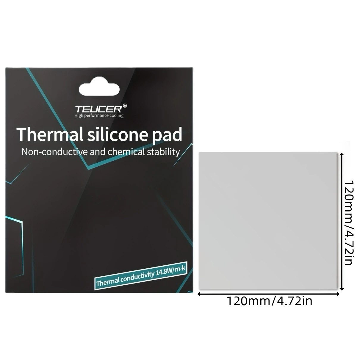 High-Performance Thermal Silicone Pad 14.8W/mK,120*120mm,Non-Conductive & Heat Resistant for Laptop Heatsinks,GPU,CPU,IC Chips