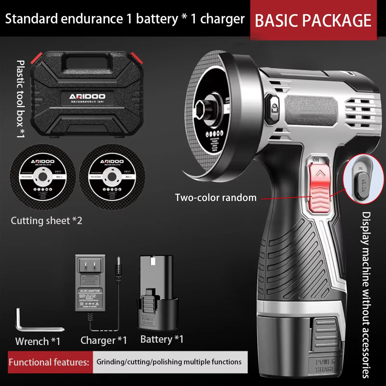 Large Capacity Portable 16.8V Mini Angle Grinder Lithium Battery Polishing Grinding Cutting Machine for Household Power Tool