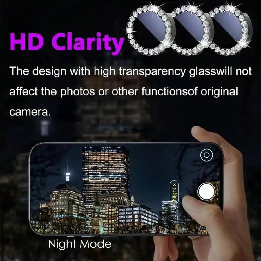 Ypm 9D Diamond Camera Lens Protector Ring Cover Film for Samsung Galaxy S25 S24 S23 S22 Ultra 5G S24 FE S23 Tempered Glass