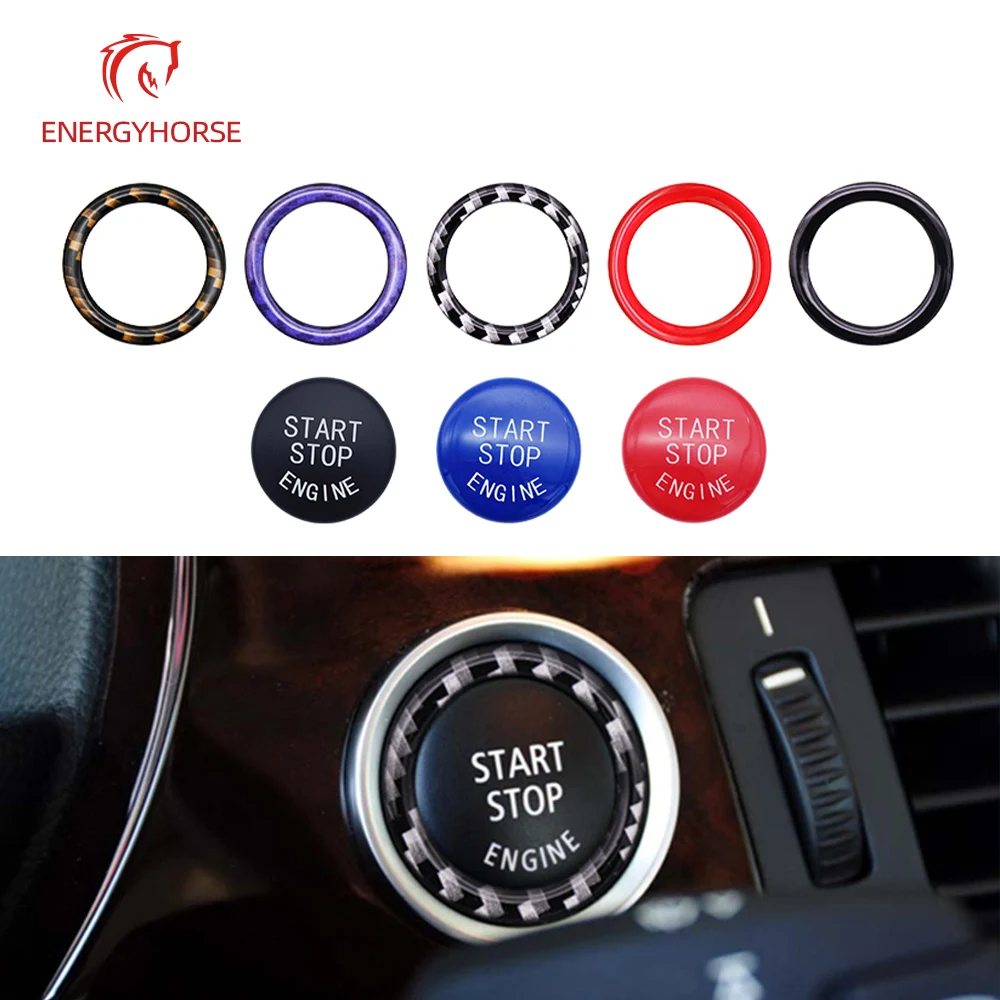 Car Engine Start Stop Switch Button Stickers for BMW X5 E53 E70 X6 E71 E72 X3 E83 X1 E84 E90 E60 E92 E93 E81 E87 Accessories