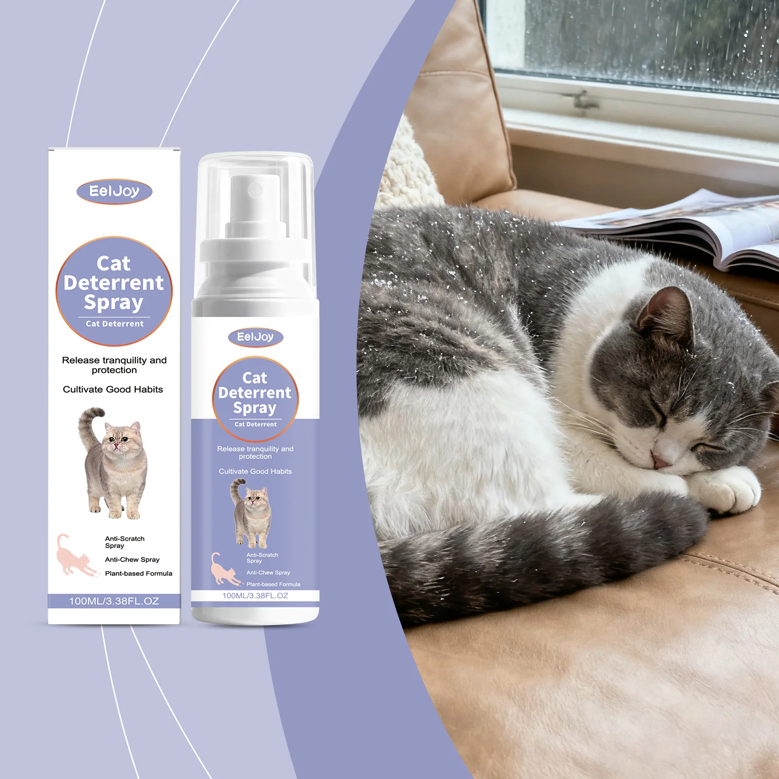 Cat Training Spray Gentle Formula Reduce Scratching For Prevent Furniture Sofa Odor Removal Long-Term Natural Indoor Pet Sprays