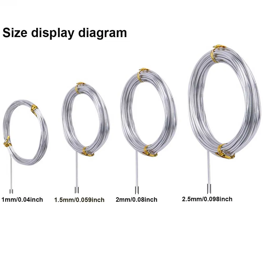 1-2.5mm Aluminum Jewelry Craft Wire 3-10 Meter Rolls Flexible Metal Wire for DIY, Beading, and Model Making