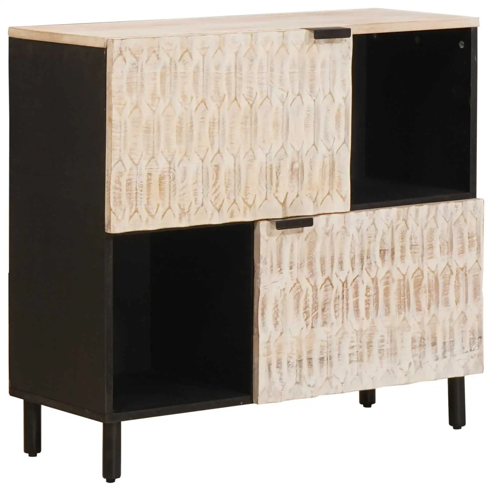 vidaXL Buffet finition blanchie à la chaux 80x33x75cm, meuble de rangement pour salle à manger