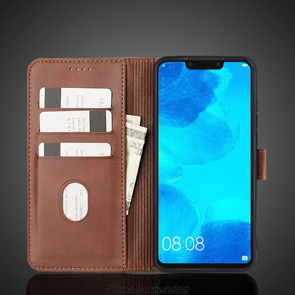 Nova3 Case Pu Leather Wallet Flip Case for Huawei Nova 3 Retro Cover Protective Holster Fundas Coque with Lanyard