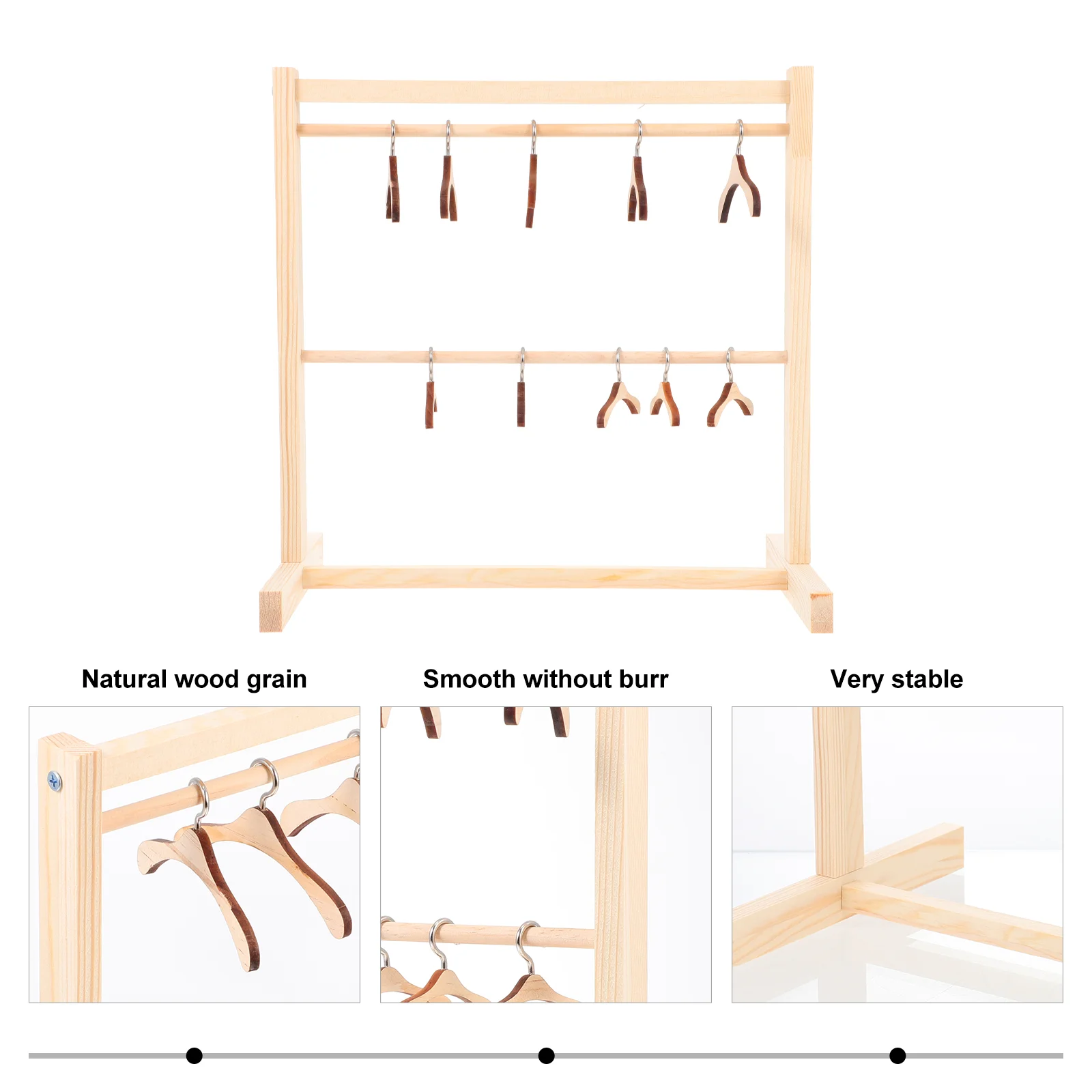 10cm 5pcs 6cm 5pcs Wooden Hangers Garment Rack Clothing Storage ganizer Dollhouse Kids Toy Mini Furniture Accessories