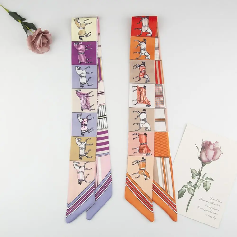 

Fashion Horse Printing Printed Silk Scarf Long Retro Neck Strap Versatile Luxury Hair Band