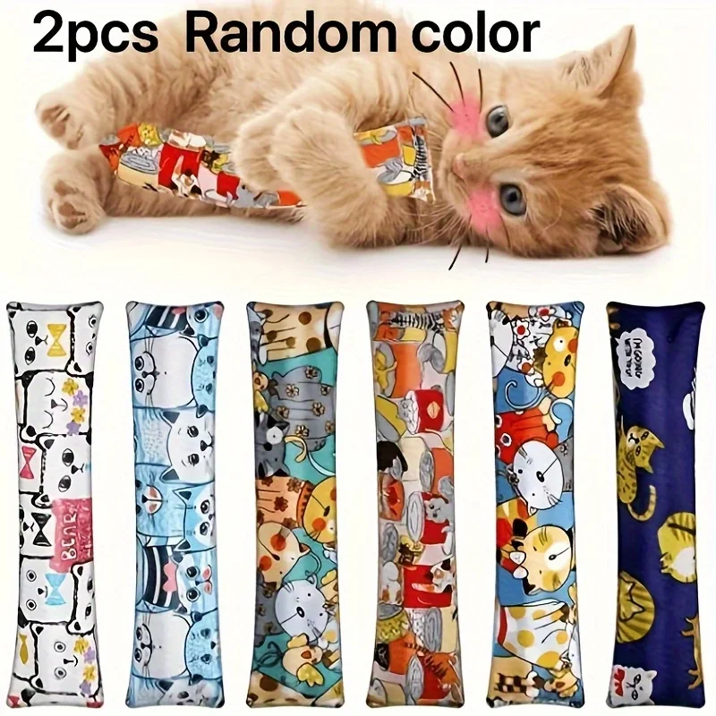 1/2Pcs Random Color Cat Grass Chew Pillow, Cat Teeth Grinding Toy, Relaxing Calm Accessory, Cute Gift for Kitten & Adult Cats