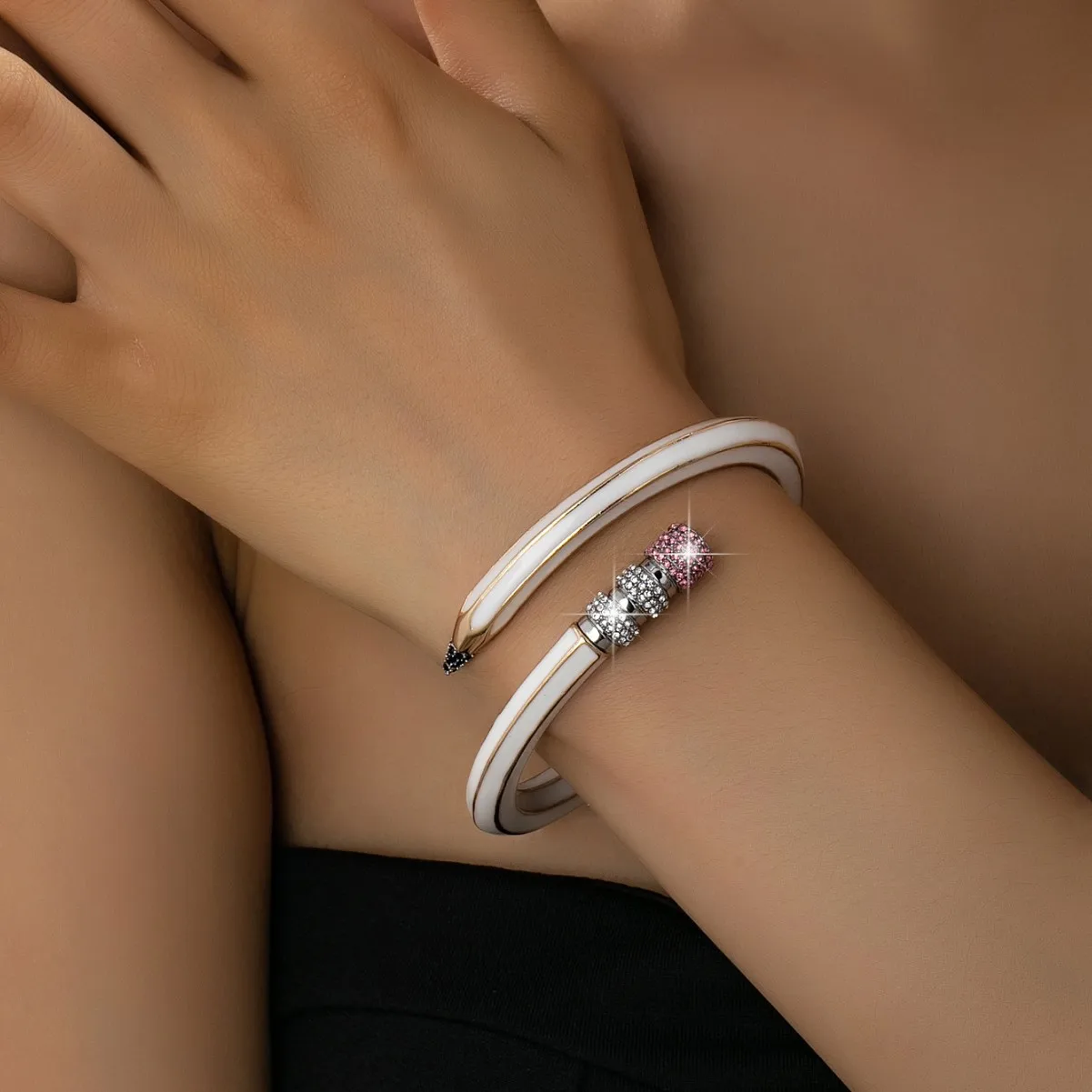 Cross Original Mix Match Cubic Zircon Stackable Pencil Bangle for Women Bridal Wedding Opening Dubai Bracelet Party Jewelry