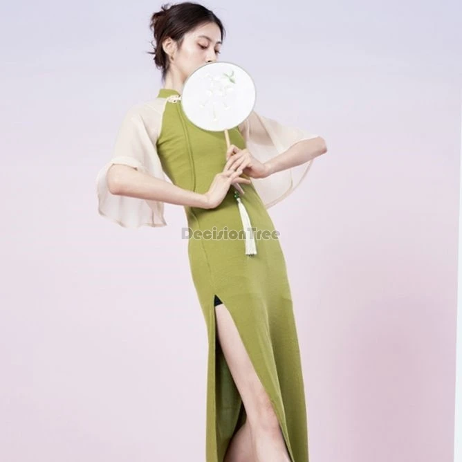 2025 Hada patchwork manga estilo chino punto baile qipao moderno moda clásico temperamento qipao elegante vestido suave