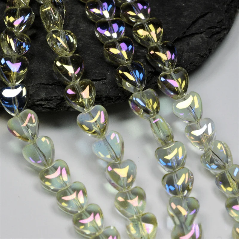 20PCS/bag Fashion Colored Small Heart Glass Bead DIY Women's Necklace Bracelet Earrings Jewelry Accessories