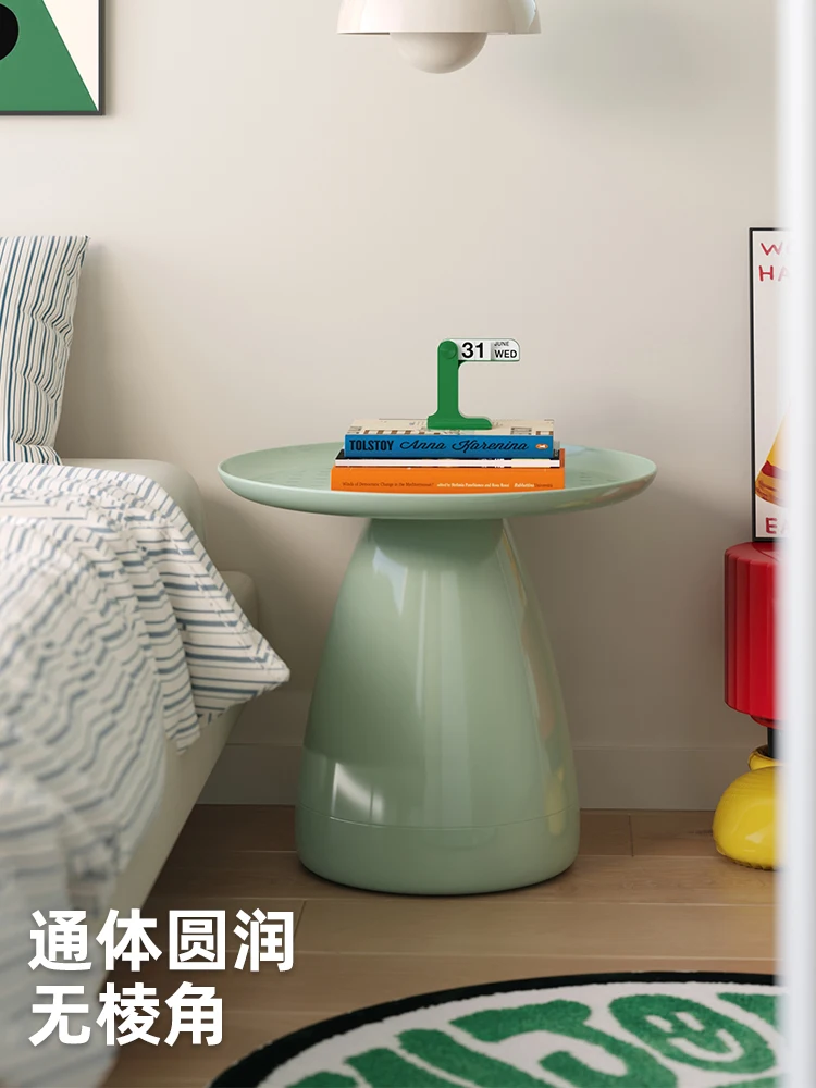 Nordic bedside table simple modern bedroom storage bedside table cream wind creative round small coffee table