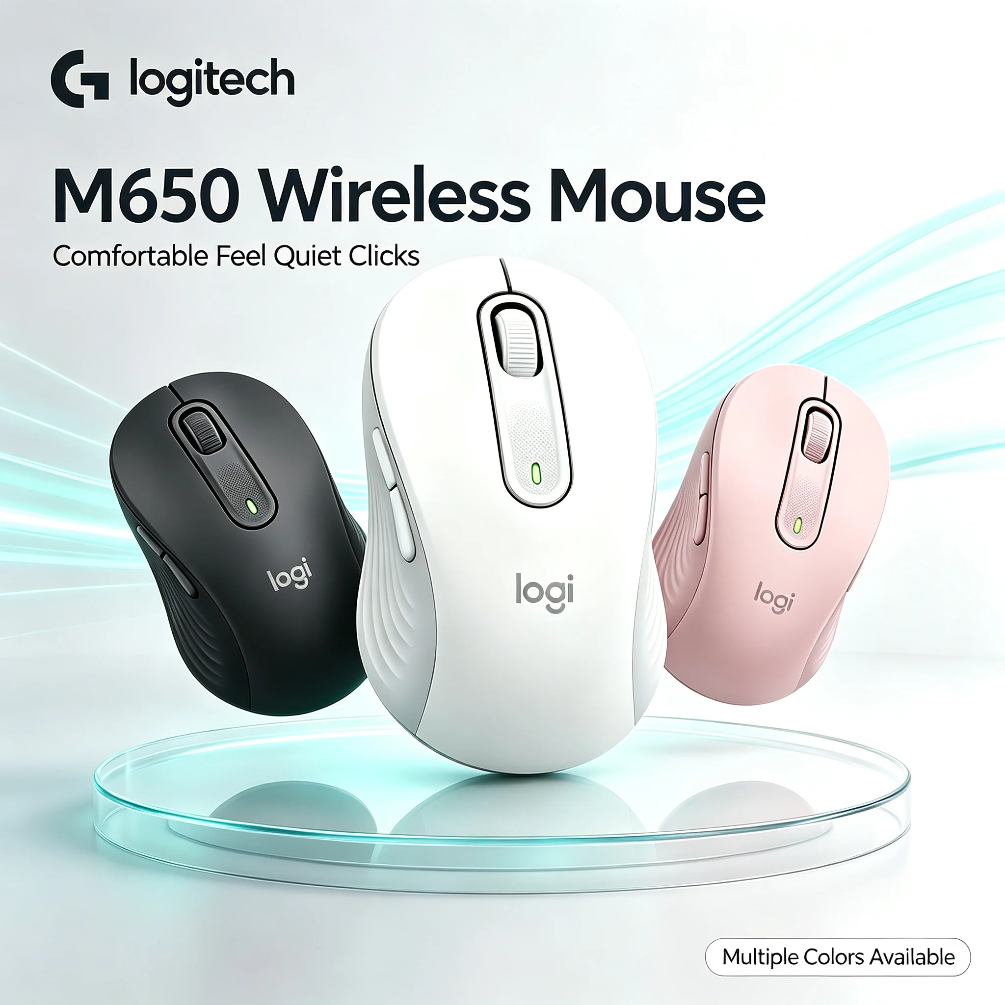 Original Logitech M650 Mice Bluetooth & 2.4G Wireless Precise Tracking Quiet Click for Daily Work Use