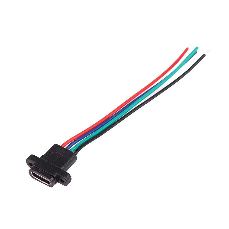 USB 3.1 Type C 4 Pin Waterproof Female USB C Socket Port With Screw Hole Fast Charge Charging Interface USB Connector With Cable