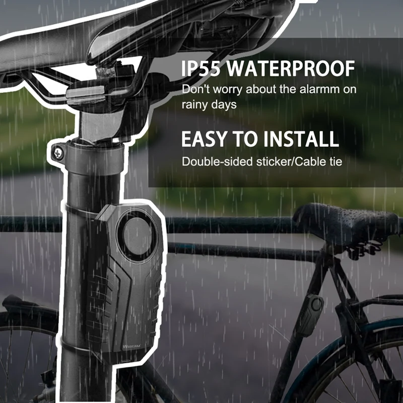 Alarma de bicicleta a prueba de agua, Control remoto, recordatorio antipérdida de seguridad para coche eléctrico, Sensor de alarma de advertencia de vibración