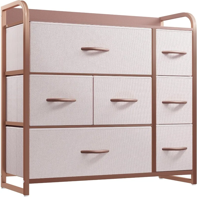 Dresser with 7 Drawers - Fabric Storage Tower, Organizer Unit for Bedroom, Living Room, Hallway, Closets - Sturdy Steel Frame,