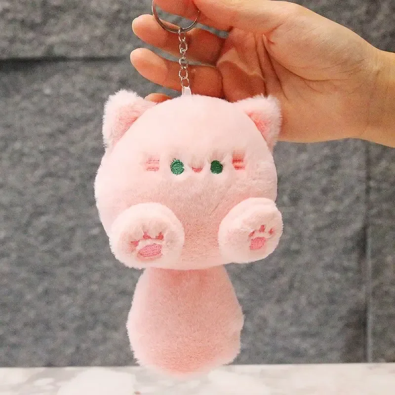 スクイークキャットシリーズぬいぐるみキーホルダーかわいいバックパックペンダント尻尾を押すと音がするカワイイサプライズ女の子向けコレクターズギフト