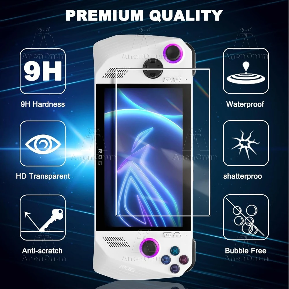 HD Tempered Glass for ROG Ally/ROG Ally X Shatterproof Anti-Scratch Anti-Fingerprint 9H Hardness 2.5D Curved Edge Screen Proctor