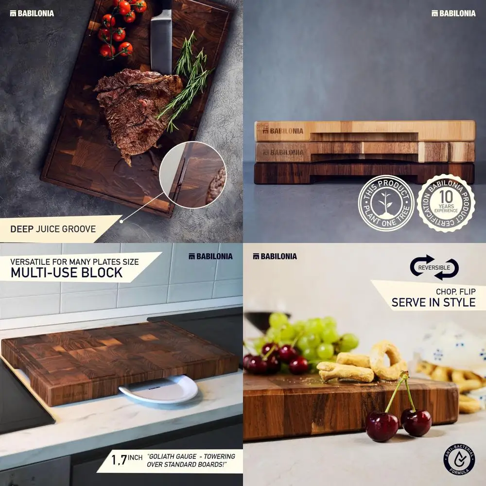 

Thick 1.7 American Black Walnut Chopping Board, High-End Butcher Block, 15.7 x 10.2, Oil & Plate Included