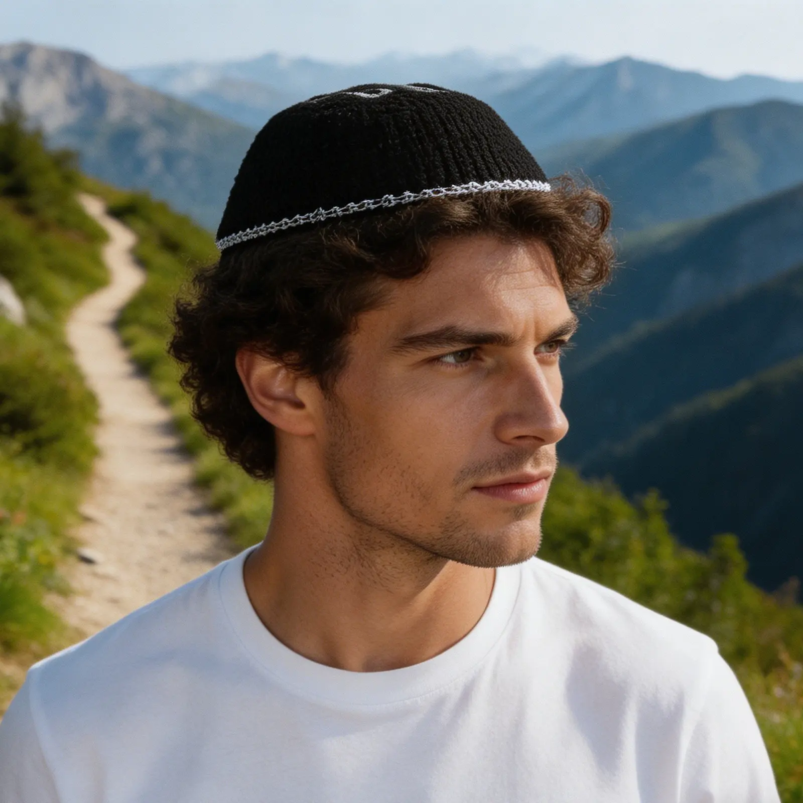 

Jewish Kippah Prayer Hat Traditional Star of David Embroidered Black Cotton Skullcap for Men Worship Holiday Shabbat Synagogue