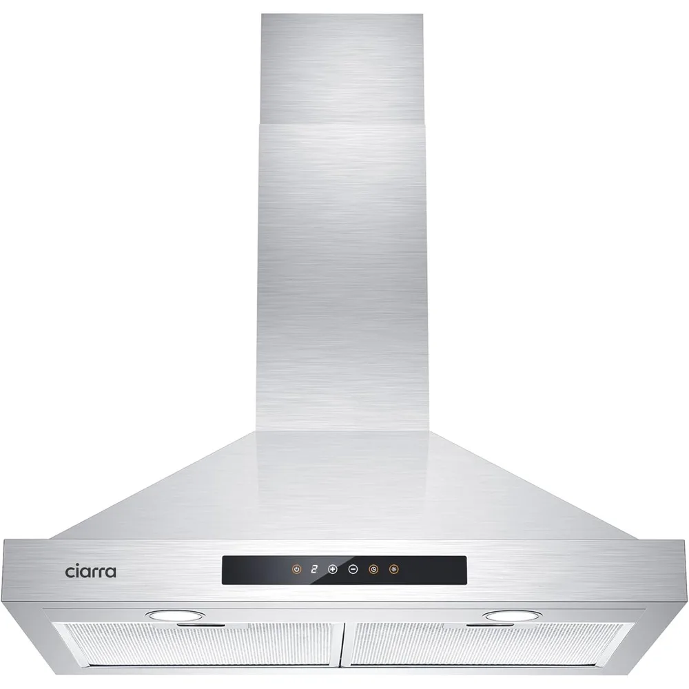 30 Inch Range Hood, 760m3/h Ducted Convertible Ductless Range Hood Vent in Stainless Steel