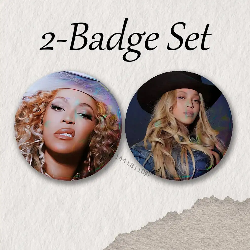 B-Beyonce Cowboy Carter Lemonade Brooches for Backpack Accessories 25,32,44,58,75mm Round Enamel 2-piece set Cartoon Anime Badge
