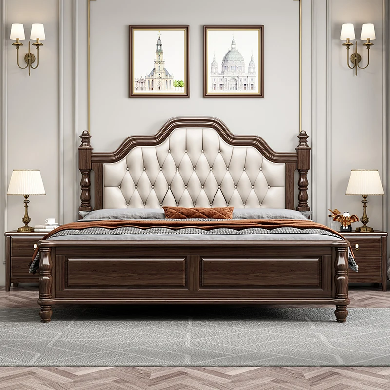 

Luxury Wooden Bed Sleep Fancy Headboard Upholstered Bed Frames Vintage Camas De Matrimonio Dormitorio Bedroom Furnitures