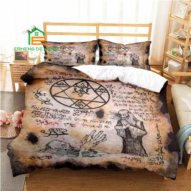 

Dark Necronomicon Cthulhu Mythological Monster Pattern Duvet Cover Set Pillowcase Bedding Set AU,EU,US Size for Bedroom Decor