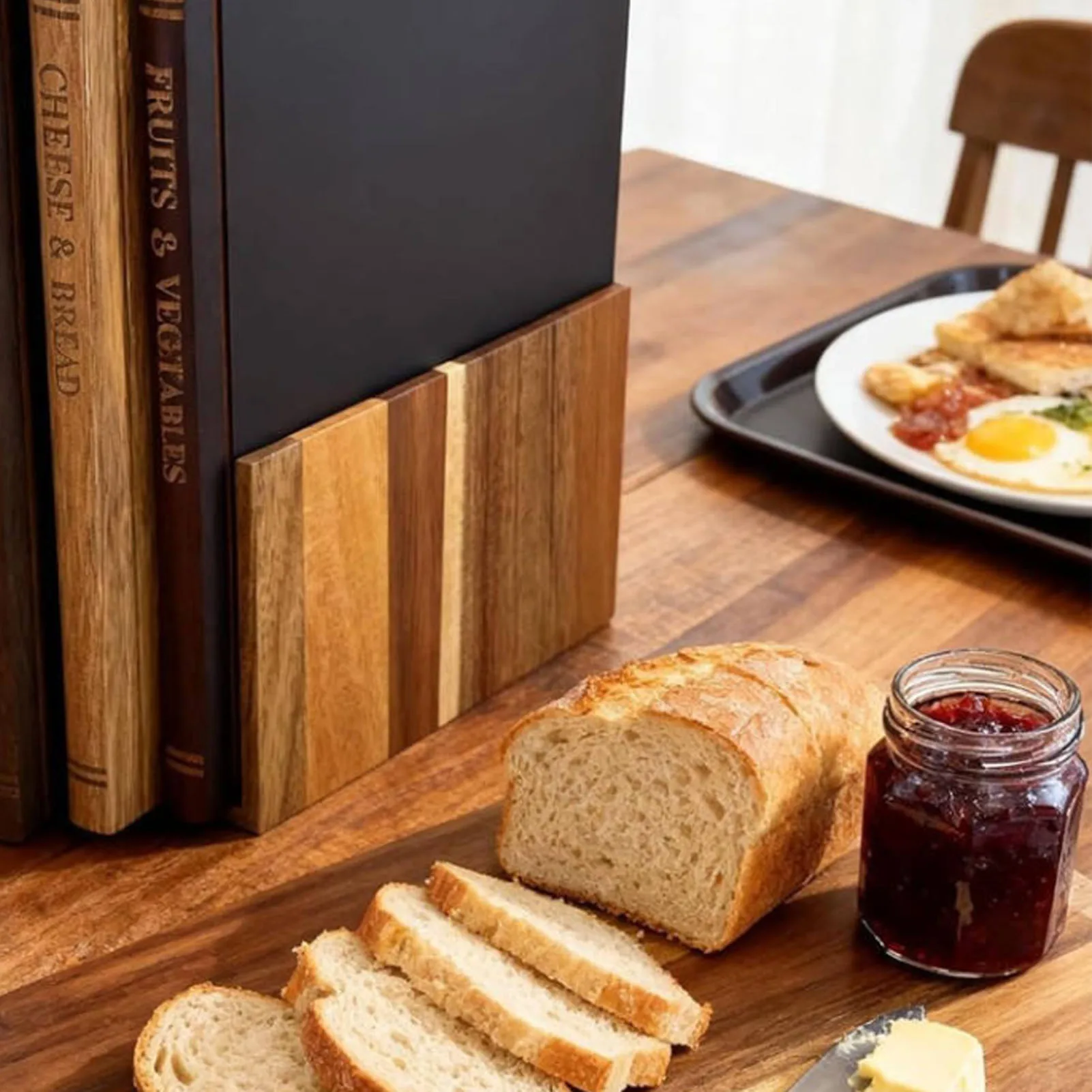 3PCS Book Shaped Cutting Board Set Wooden Decorative Kitchen Chopping Boards with Stand for Fruits Vegetables Bread Charcuterie