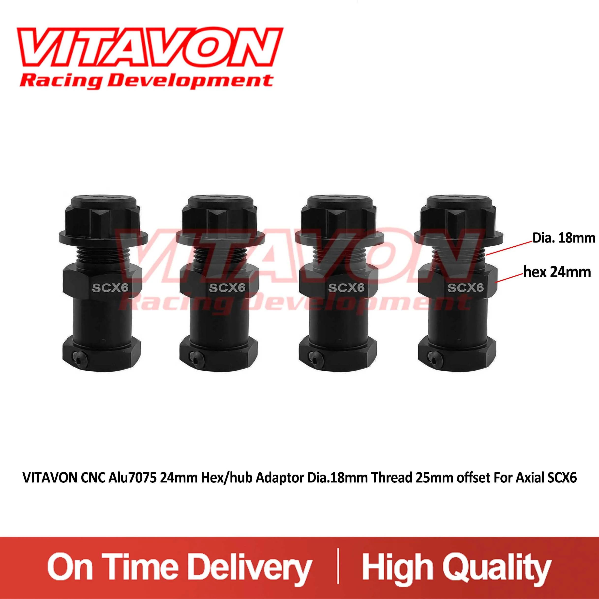 VITAVON CNC Alu7075 24mm Hex/Hub Adaptor Dia.18mm Thread 25mm Offset For Axial SCX6