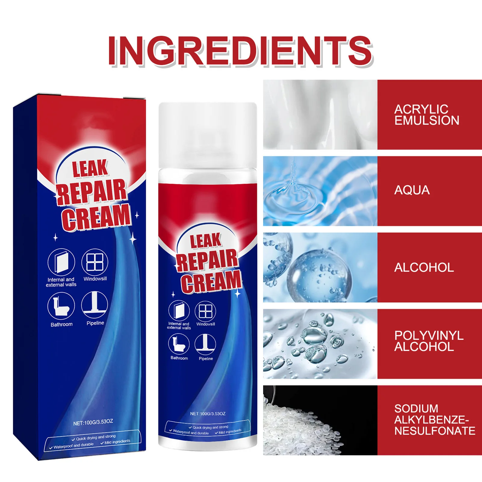 Leak Repair Glue Waterproof Coating Sealant Agent Moisture-Proof Leak Material Repairing Broken Adhesive Toilet Anti-Leak Glue