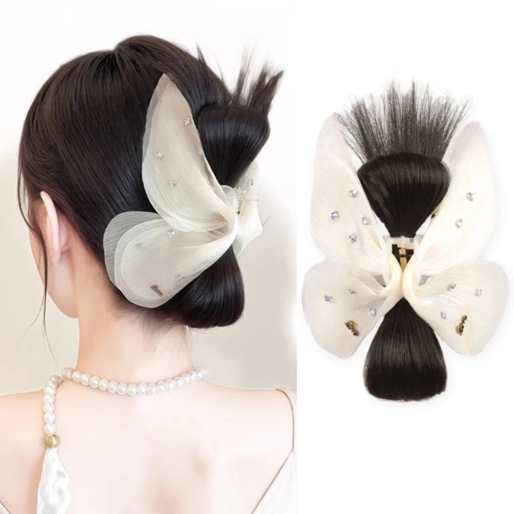 Ballet Style Butterfly Claw Clip Messy Bun Synthetic Hair Fluffy Chignon Heat Resistant Hair Accessories for Women