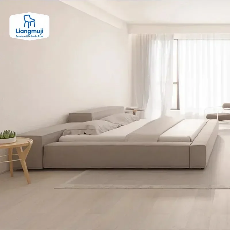 Minimalist Design Fabric Double Bed 1.5m Japanese Style Removable And Washable Tatami Low Bed Creative High-End Indoor Furniture