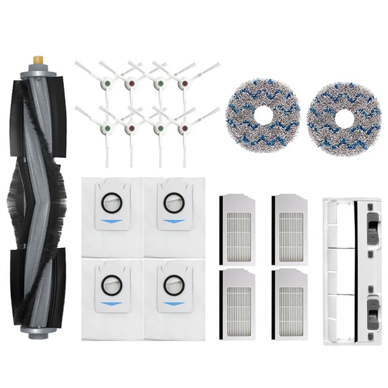 ABBK-For Ecovacs T10 Plus / X1 Plus جهاز آلي لتنظيف الأتربة أجزاء الجانب الرئيسي فرشاة تصفية كيس لجميع الغبار ممسحة خرقة قطع الغيار